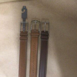 Men's Leather Belt Set of 3 - Tan and Brown